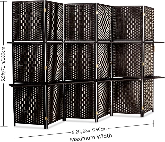 Bonnlo Upgraded Heavy Duty 6FT Tall Rattan Room Divider Screens - Image 4