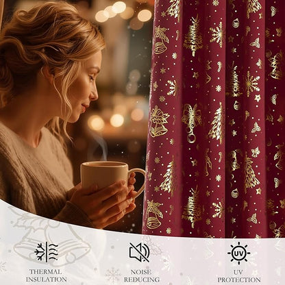 NICETOWN 2 Panels Christmas Red Curtains 42 x 84 Inch, Xmas Home Decor - Image 6