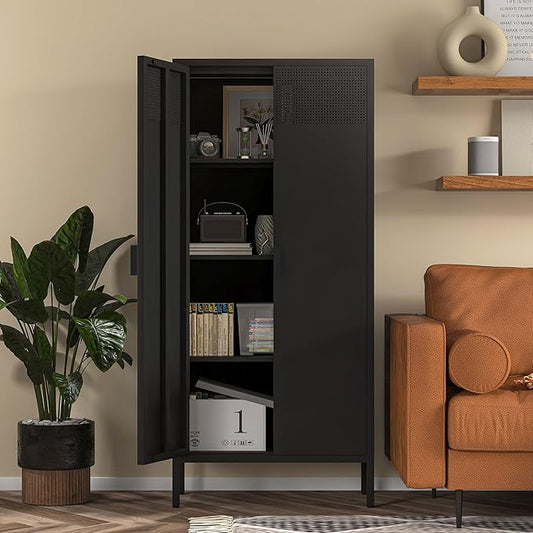 COFaR 4 Tier Black Metal Storage Cabinet, Free Standing by COFAR