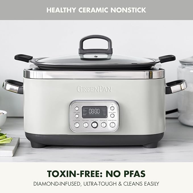 GreenPan Elite 14-in-1 Nonstick 6QT Electric Slow Cooker, PFAS-Free Ceramic - Image 2