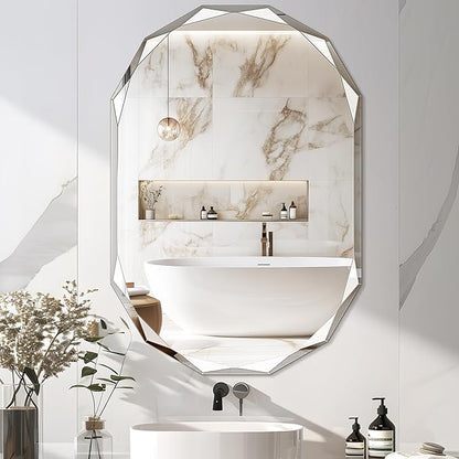Bathroom Mirror for Wall, Beveled Edge Frameless Wall Mount Vanity, Wall by ladynow