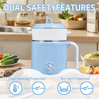 Hot Pot Electric with Steamer，2.0 L Ramen Cooker，Mini Portable Hot Pot - Image 4