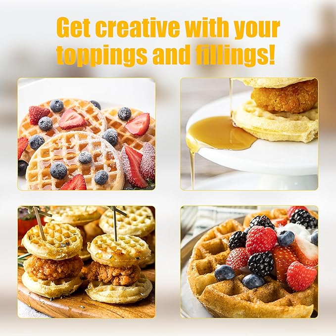 OSTBA Mini Waffle Maker: 750W Powerful Heating, Cooks 8 Waffles at Once - Image 6