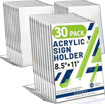Aheroi Acrylic Sign Holder 8.5 x 11, Plastic Stands Flyer Display, Office by Aheroi