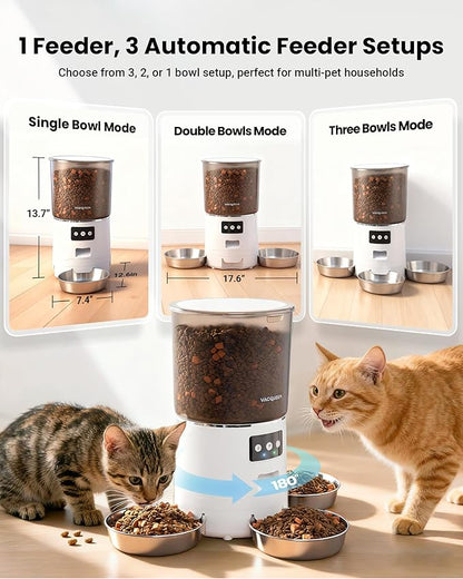 Automatic Cat Feeder for 3 Cats, 6L/25 Cup Cat Food Dispenser - Image 2