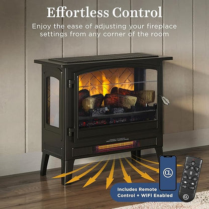 Country Living Infrared Freestanding Electric Fireplace Stove Heater in Bronze - Image 2