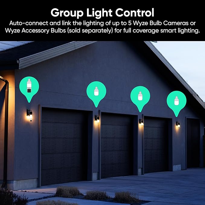 WYZE Bulb Cam Security Camera, 2K HD Outdoor Light Bulb Camera, Color Night - Image 8