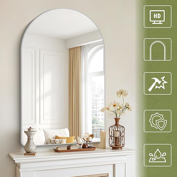 Arched Bathroom Mirror, Wall Mounted Mirror, Living Room, Hanging or Leaning - Image 5