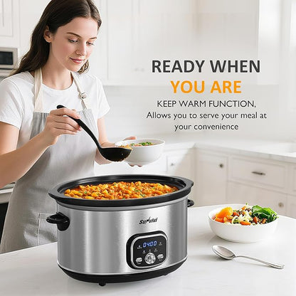 Sunvivi Slow cooker Pot 8.5 QT Programmable Stainless Steel Color : - Image 6