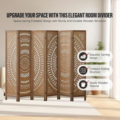 ALeesing 6 Panel Wood Room Divider Fully Assembled, Decorative Room Dividers - Image 5