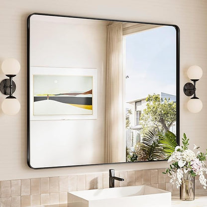 TokeShimi 42x36 Black Bathroom Mirror by RefinedBathroomAccessories