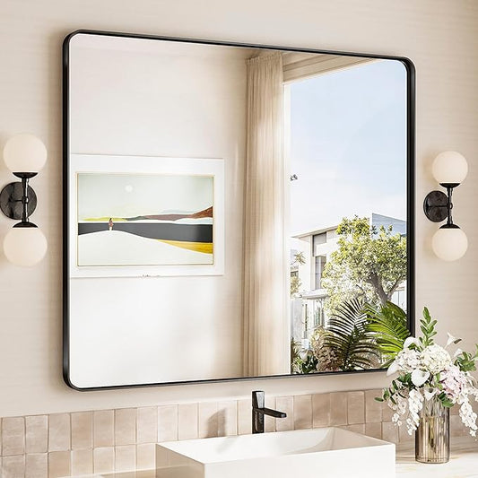 TokeShimi 42x36 Black Bathroom Mirror by RefinedBathroomAccessories