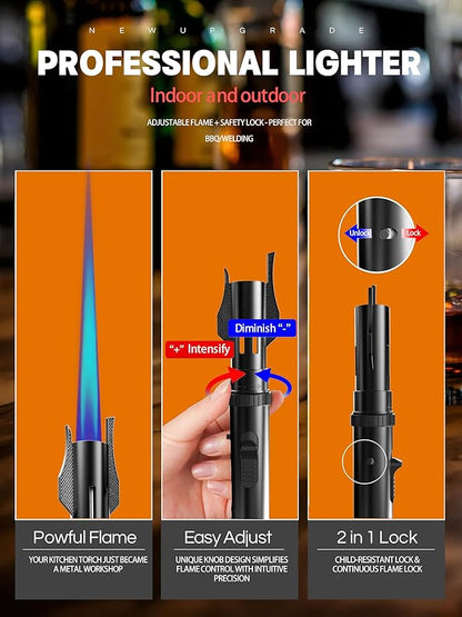 Bright Fire Torch Lighter Butane Refillable, Long Jet Flame Butane Lighter - Image 6