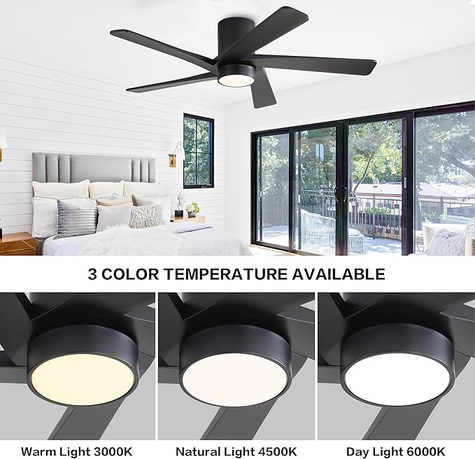 WINGBO 54 Inch Flush Mount DC Ceiling Fan - Image 5