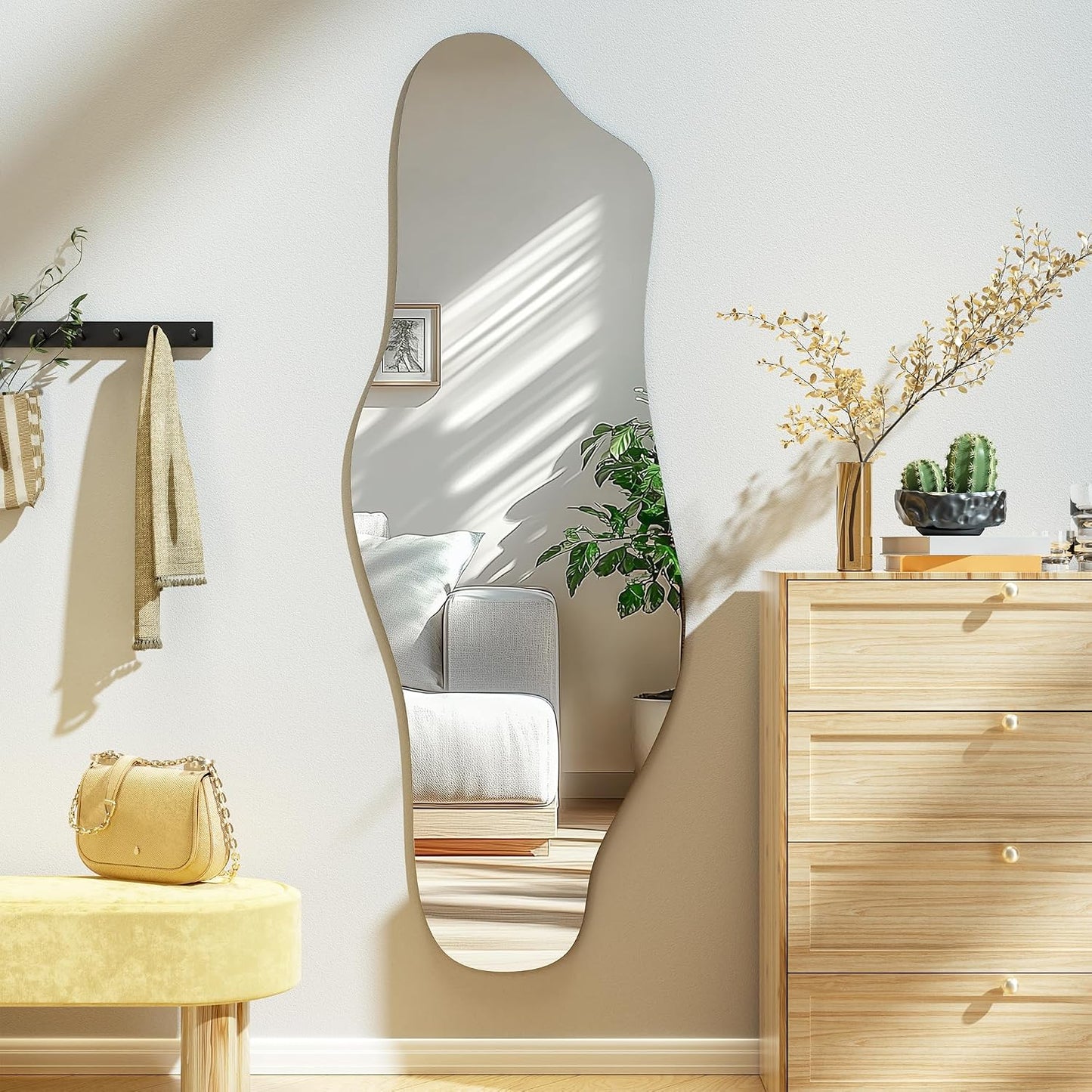 Hasipu 55"x20" Irregular Wall Mirror Frameless Asymmetrical Mirror for Wall | Frameless Large Wall Mirror, 4mm Tempered Glass, Horizontal & Vertical, Wall Mount, Modern Home Decor, Entryway, Hallway