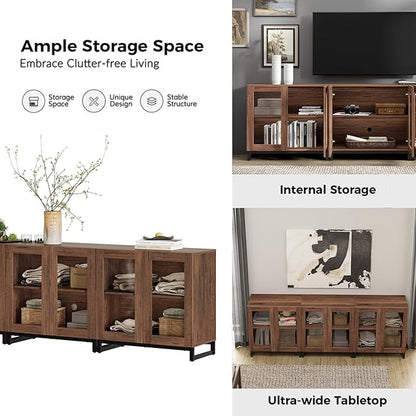 WAMPAT Modern TV Stand with Glass Doors - Image 9