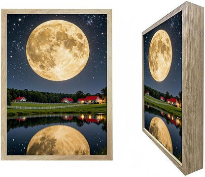 URVIP LED Glowing Photo Frame, 3D Starry-Sky Blue Moon Wall Art, 9x12 Inches by URVIP