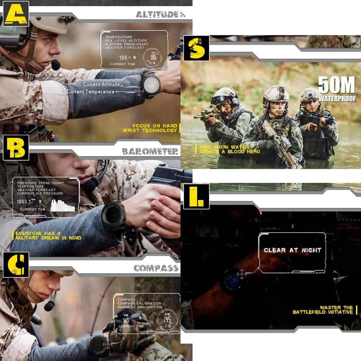north edge apache tactical sports watches for men showing dimensions