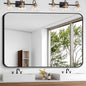 Bathroom Mirror, 48x36 inch Black Rectangle Wall Mirror, Metal Frame Rounded by WelcometoCIVENO
