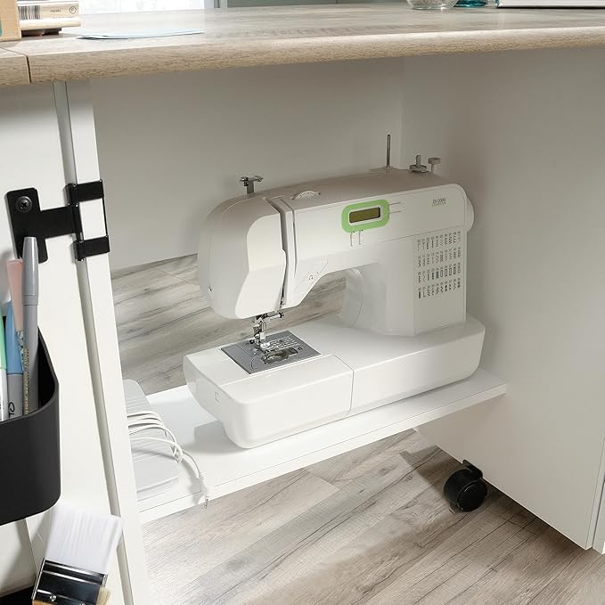 Sauder Miscellaneous Storage Sewing Cart, Drop-Leaf Craft Table, Sewing Table - Image 7