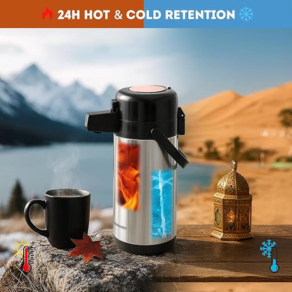 Airpot Coffee Dispenser with Pump, 102 OZ/ 3L Large Coffee Dispenser with Tea - Image 2