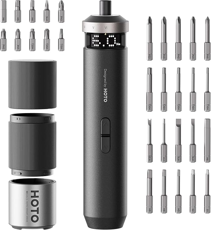 HOTO PixelDrive Electric Screwdriver, Smart Display, 6 Torque Settings by HOTOTools