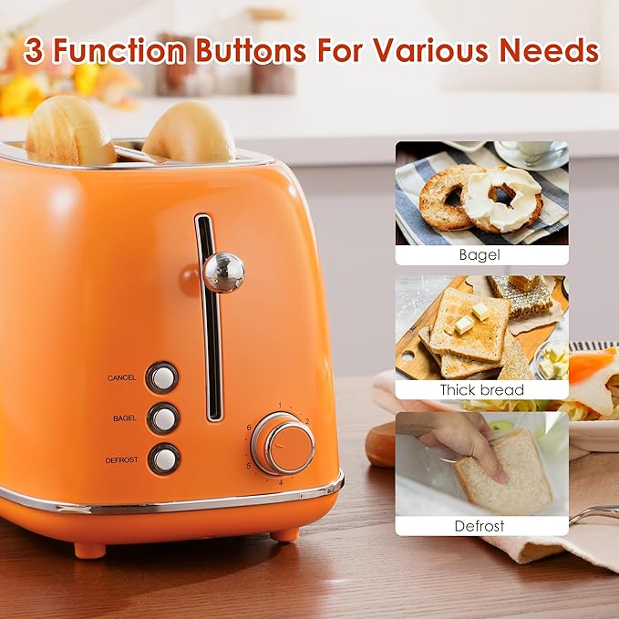 Roter Mond 2 Slice Toaster Retro Stainless Steel - Image 6