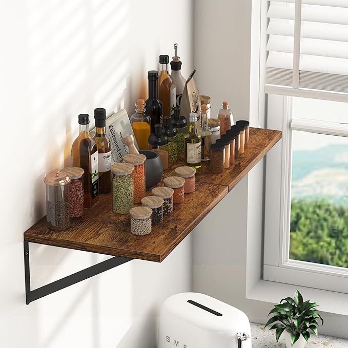 Heimlove Deep Floating Shelves for Wall, 16W x 12D Wood Wall Shelves Set of 2 - Image 5