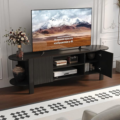 ZOSQUARE 65 Inch TV Stand for Up to 75 inch TVs, Fluted Entertainment Center - Image 3