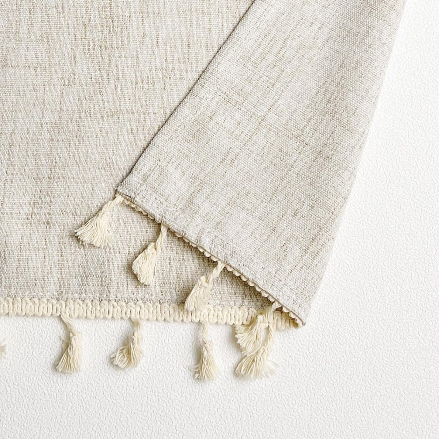 Faux Linen Tassel Kitchen Valances for Windows Modern Farmhouse Neutral Valance Curtains Topper Country Rustic Bathroom Small Window Treatment Boho Decor (54x15 inch, Natural)