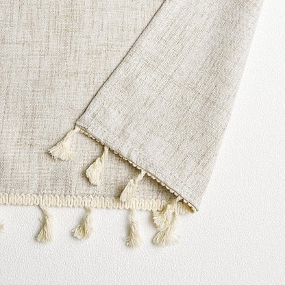 Faux Linen Tassel Kitchen Valances for Windows Modern Farmhouse Neutral Valance Curtains Topper Country Rustic Bathroom Small Window Treatment Boho Decor (54x15 inch, Natural)