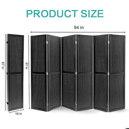 Babion 6 Panel Pegboard Display, Peg Board Room Divider Freestanding Folding - Image 7