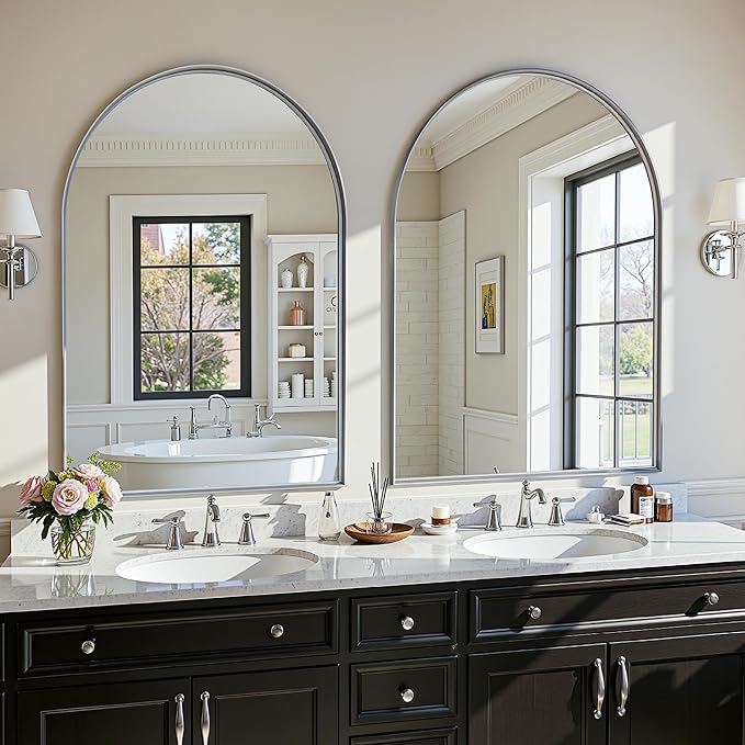 Arched Mirror 24"x36", Bathroom Mirror, Wall Mounted Vanity Mirror - Image 2
