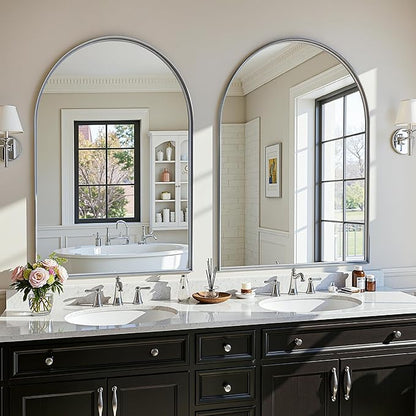 Arched Mirror 24"x36", Bathroom Mirror, Wall Mounted Vanity Mirror - Image 2