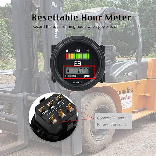 HonorMeet 12V/24V 36V 48V/72V Golf Cart Battery Meter, Lead Acid Battery Level - Image 3