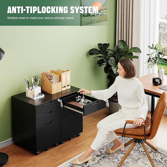 Letaya 3 Drawer Mobile File Cabinet - Image 9