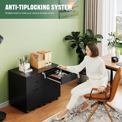Letaya 3 Drawer Mobile File Cabinet - Image 9