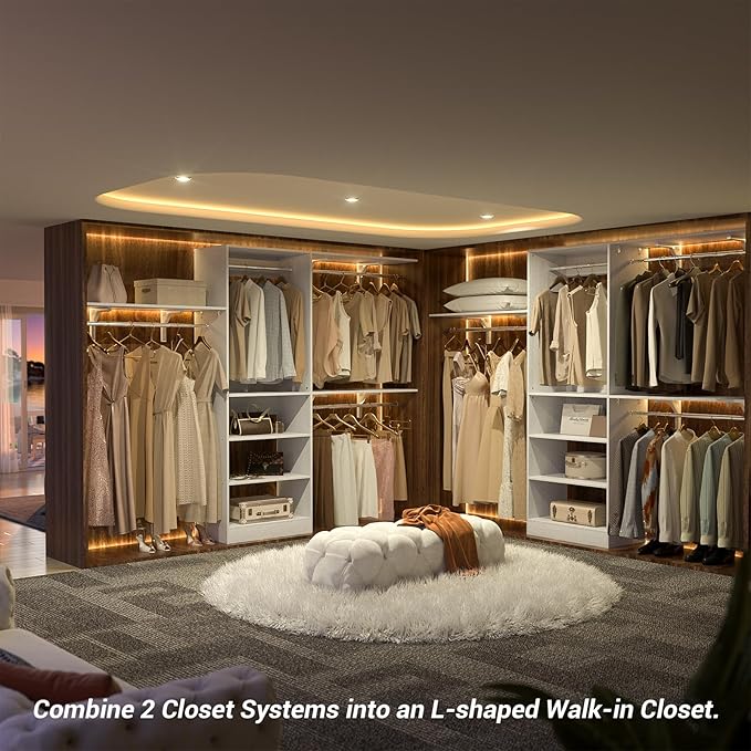 8FT Closet System with Shelves, Wall Mount Bedroom Wardrobe Walk-in Closet - Image 5