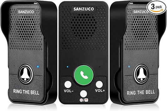 Wireless Doorbell, Full Duplex Doorbells Hands Free, 1000ft Range Rechargeable by SANZUCO