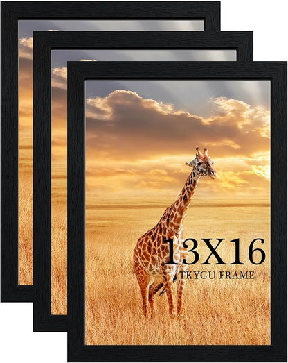 TKYGU 13x16 Picture Frame Set of 3, Wooden Frame Wall Gallery Poster Black by TKYGU