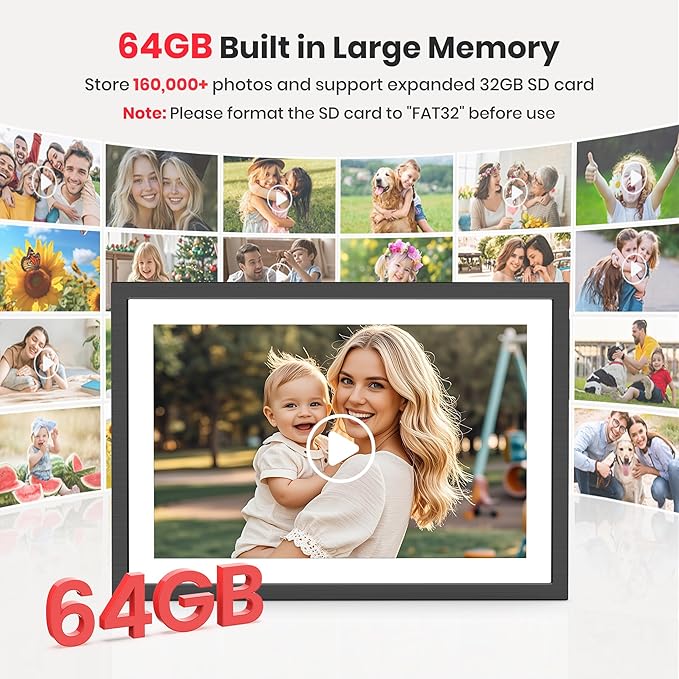 2K 64GB Frameo 10.1 Inch Digital Picture Frame, Smart WiFi Electronic Photo - Image 4