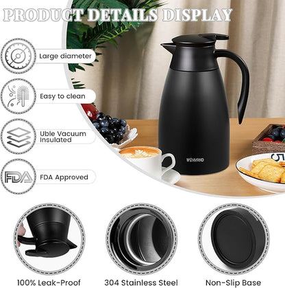 51 Oz Thermal Coffee Carafe, Stainless Steel Insulated Vacuum coffee crafts to - Image 6