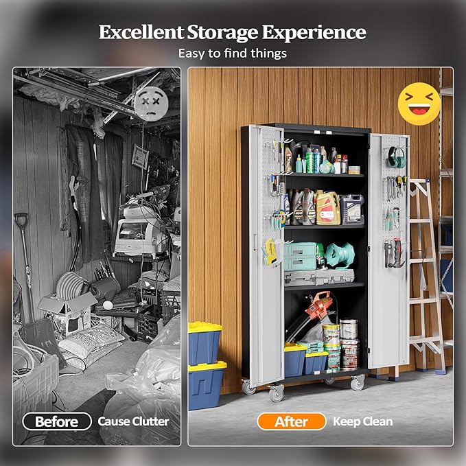 VINGLI 72'' Tall Garage Storage Cabinet, Metal Storage Cabinet - Image 9