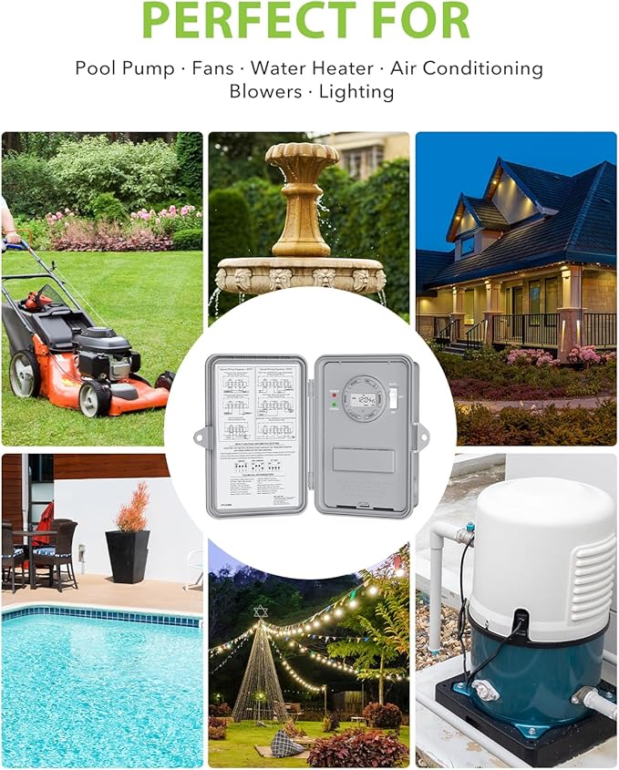 BN-LINK Pool Pump Timer, Outdoor Timer Box, Heavy Duty, 2HP 40A Max, 277 VAC - Image 7