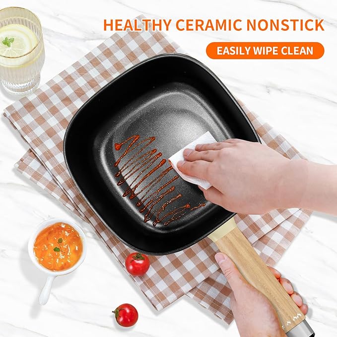 Audecook Hot Pot Electric 2L, Cermic Glaze Non-Stick Frying Pan 8 Inch - Image 6
