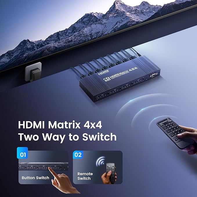 4x4 HDMI Matrix Switch 4K 30Hz, 4 in 4 Out HDMI Switch - Image 5