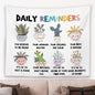 MNOSAIOO Mental Health Floral Wall Tapestry Hanging for Classroom Kids, Daily Reminders Tapestry, Inspirational Cute Cacti Tapestries Wall Decor for Bedroom Therapy Office School Counselor 60x50 inch