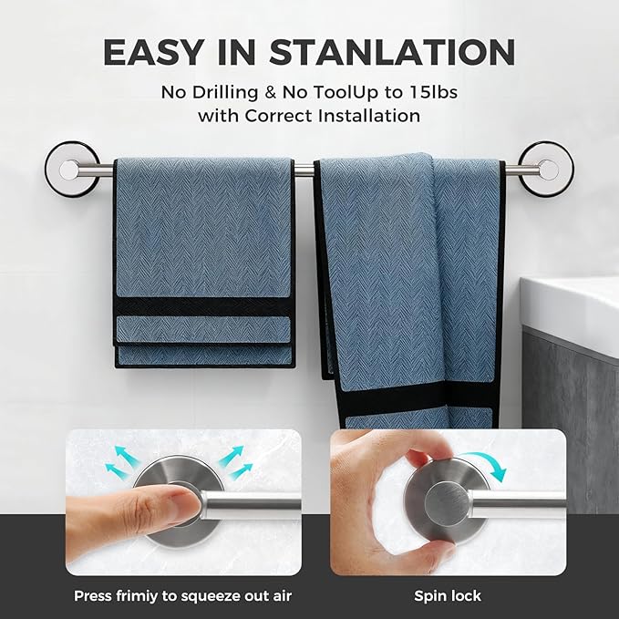 Adjustable Suction Cup Towel Bar - Image 3