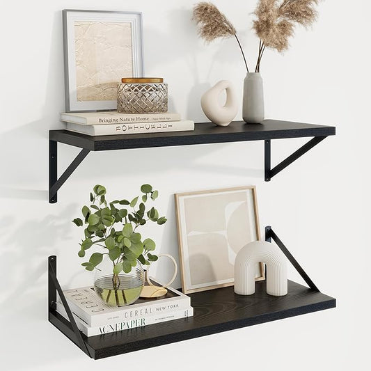 Axeman Deep Floating Shelves | 24 Inch Black Wall Shelves Set of 2 | 10 Inch by Axeman
