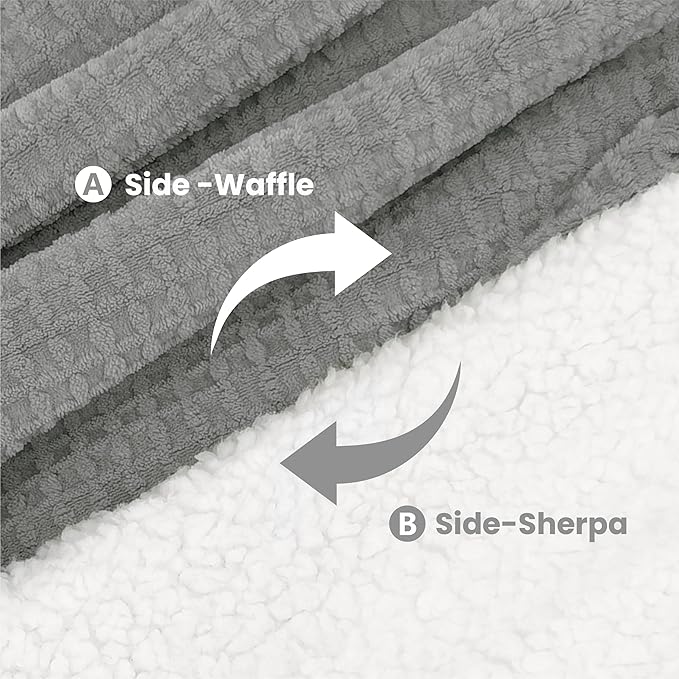 Heated Blanket Electric Throw Waffle, 50x60 Inches Sherpa Fleece Fast Heating - Image 8